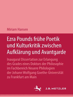 cover image of Ezra Pound Frühe Poetik und Kulturkritik zwischen Aufklärung und Avantgrade